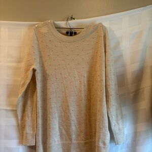 J Crew Women's Cream Sweater with Pink polka dots. Cross posted.